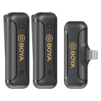 BOYA Dual 2.4GHZ Wireless Lavalier Microphone, Lightning Connector - Black